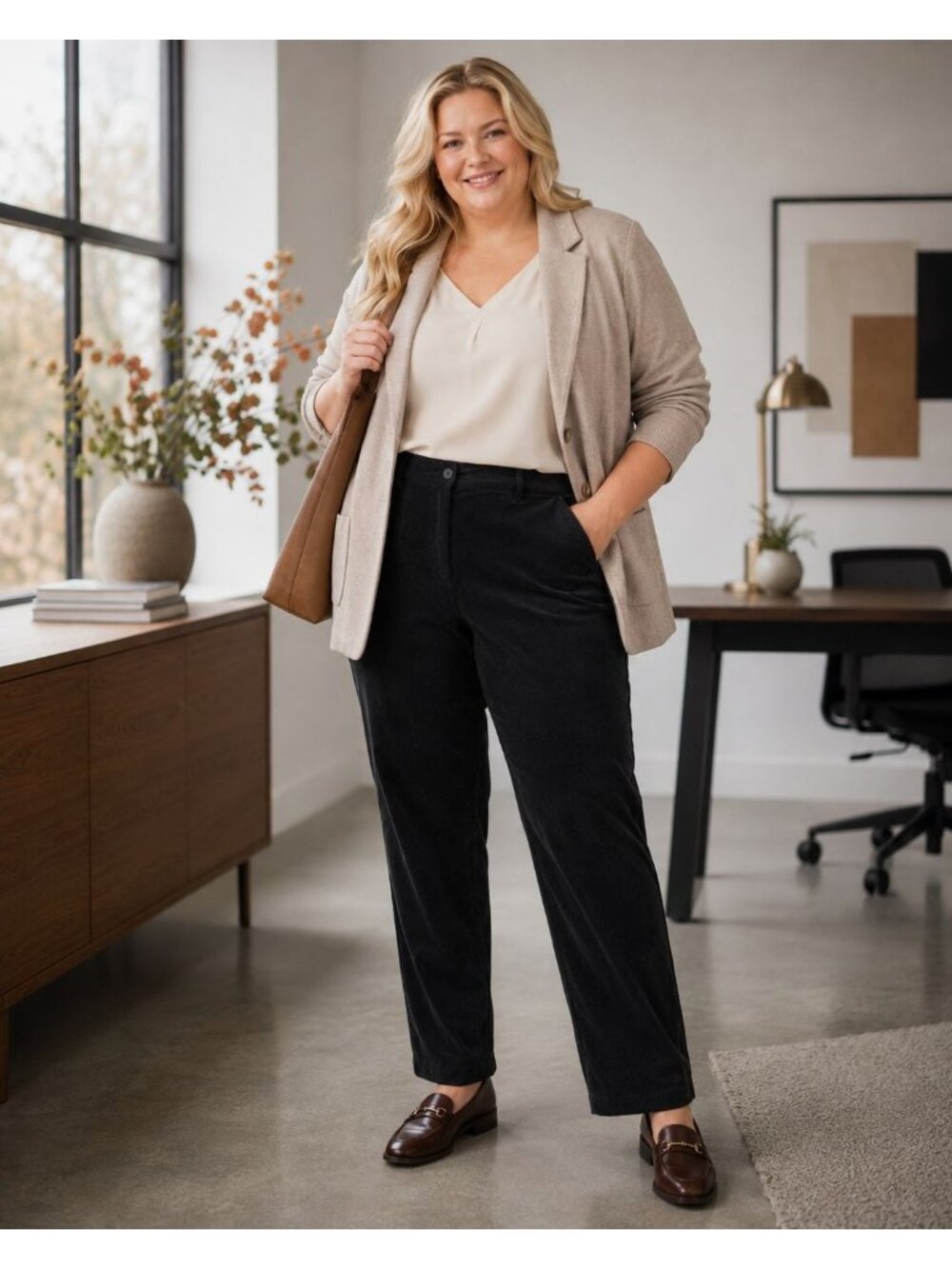 Woman Within Corduroy Pants Women’s 22W Black Plus Size Straight Leg Casual